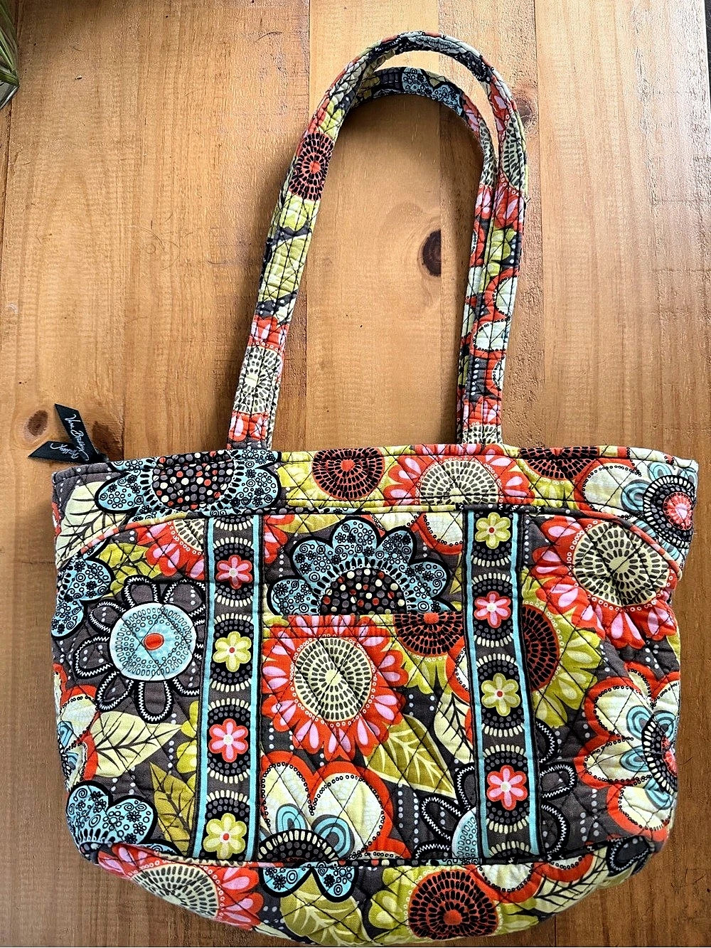 Vera Bradley Vera Tote - "Flower Shower" Pattern Floral Multicolor & Blue